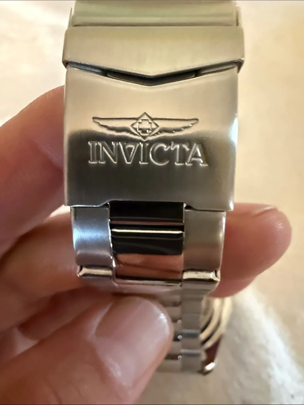 Invicta Men's Silver Case Watch with Black Bezel and Luminous Green Dial